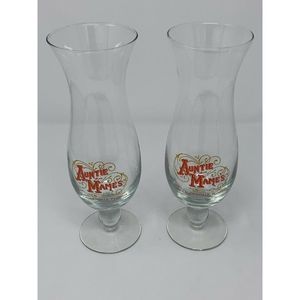 Vtg 70s AUNTIE MAME'S Glasses Bar Electric Cowboy FL Fort Lauderdale RARE PAIR